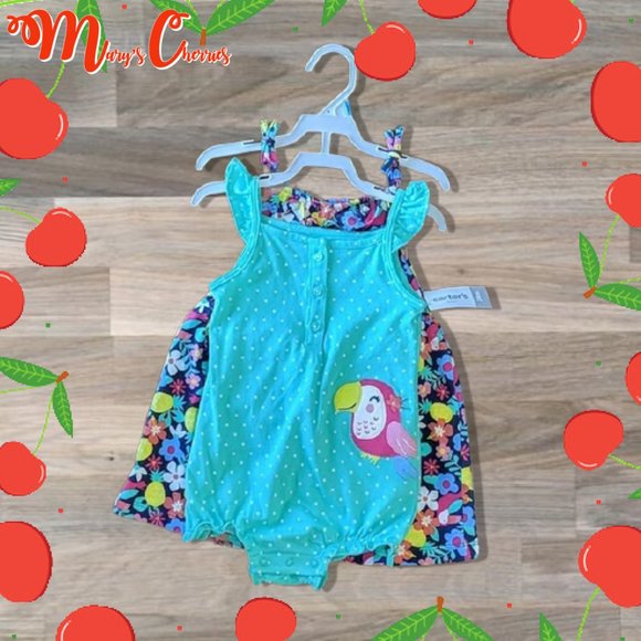 Carter's Other - 🍒NWT 3 Piece Set 🦜 Romper Dress Bloomers